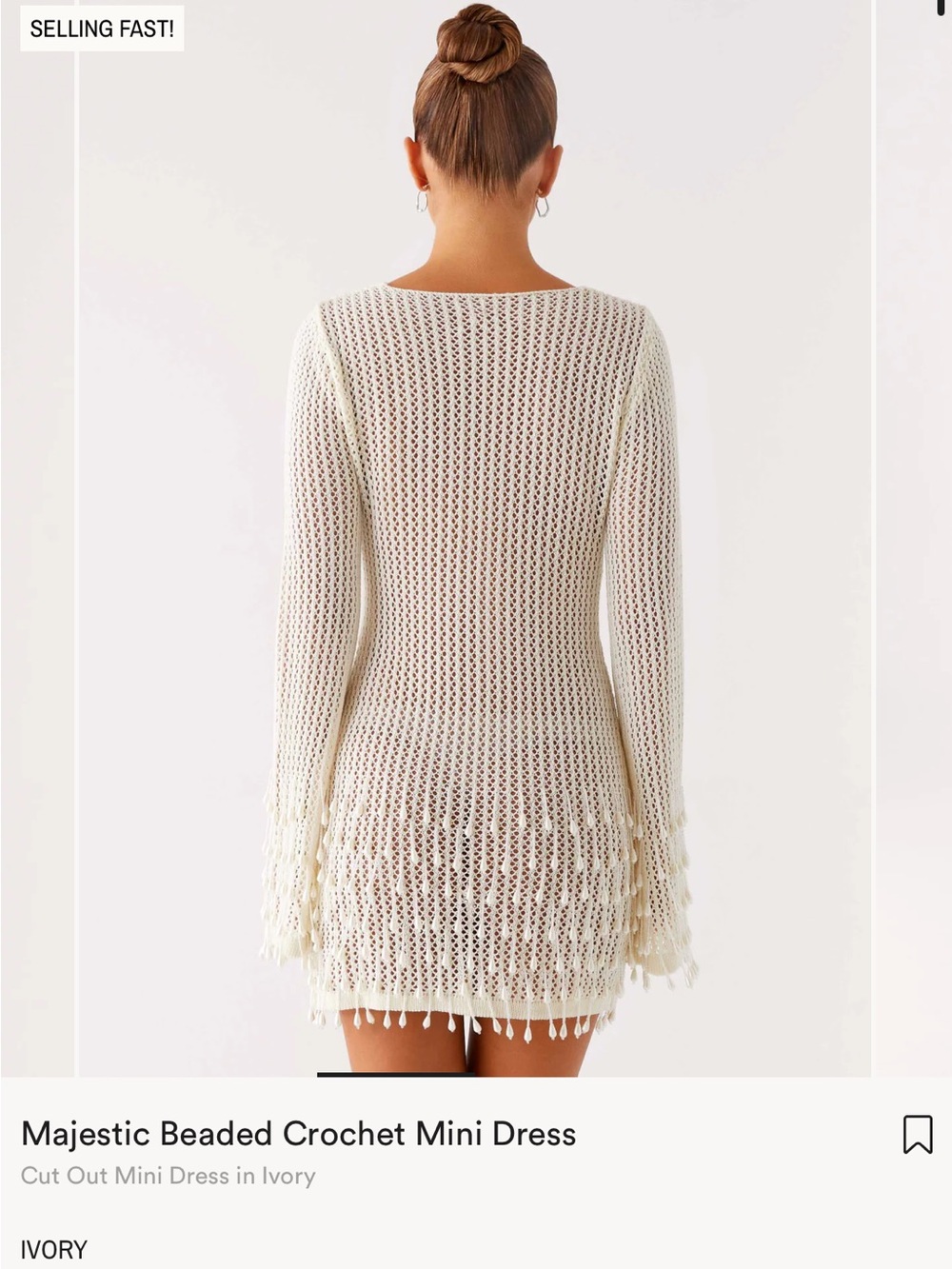 Peppermayo Ivory Crochet Swim Coverup Mini Dress - Picture 2 of 2